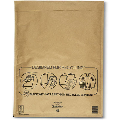 Mail Lite -   luchtkussenenveloppen, goud, K/7, 350 x 470 mm, doos van 100 stuks
