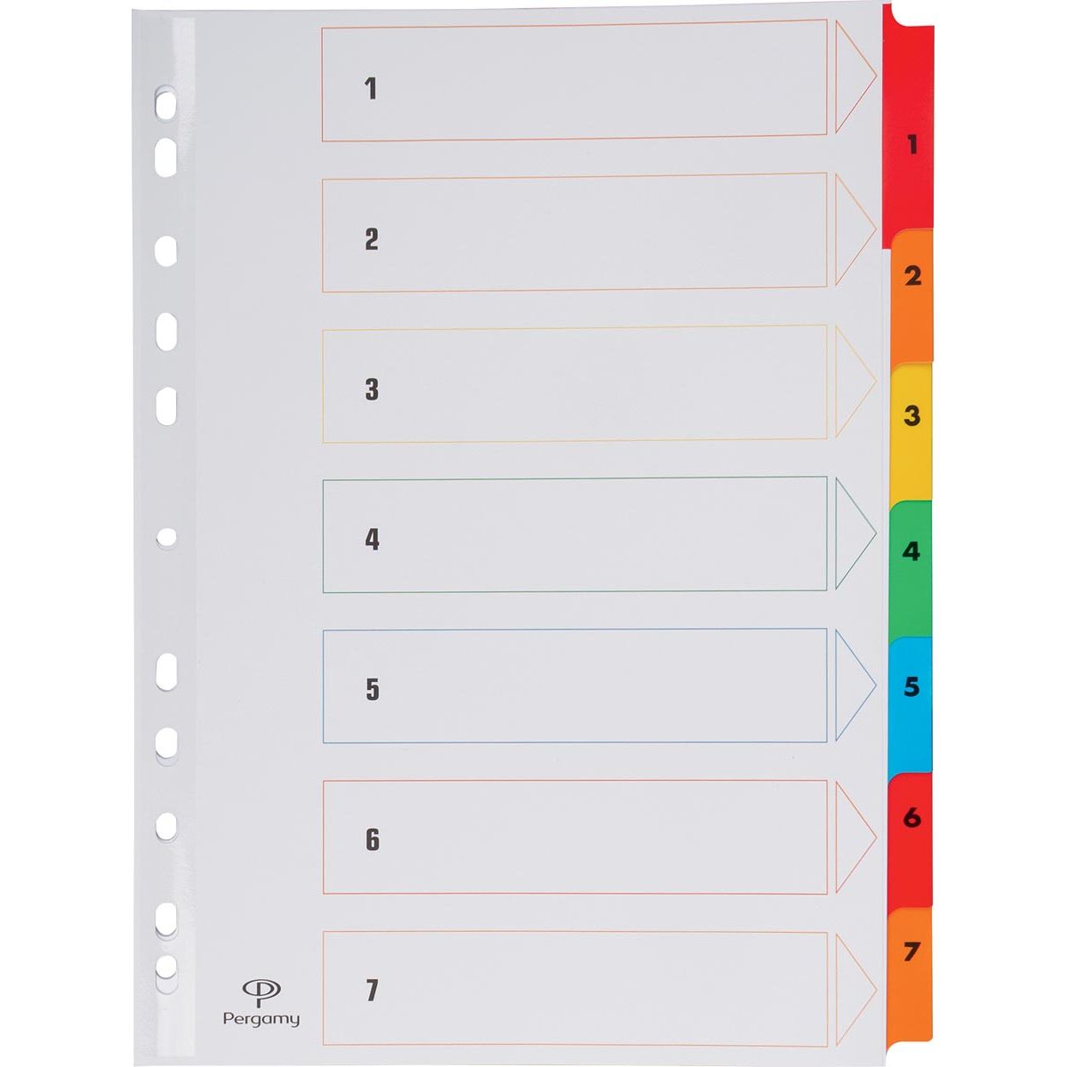Pergamie – Registerblätter mit Registerblatt, ft A4, 11 Locher, verschiedene Farben, Set 1–7