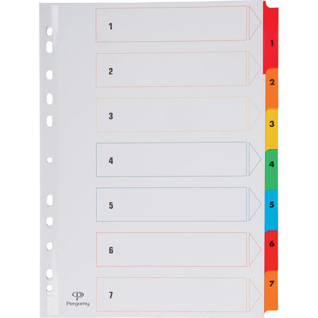 Pergamie – Registerblätter mit Registerblatt, ft A4, 11 Locher, verschiedene Farben, Set 1–7