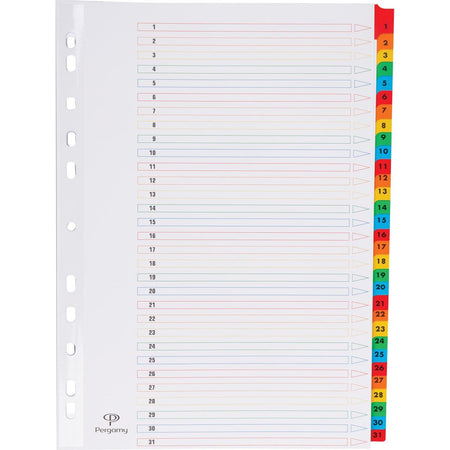 Pergamie – Registerblätter mit Registerblatt, ft A4, 11 Locher, verschiedene Farben, Set 1–31