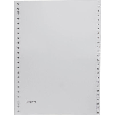 Pergamie - Register, ft A4, 23-Loch-Perforation, graues PP, Set 1-52