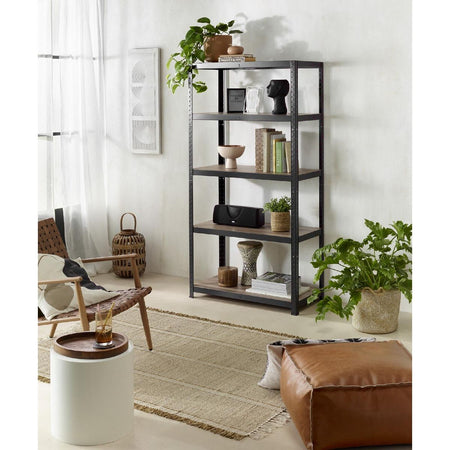 Avasco - Ein Regal Home Maxi, ft 176 x 90 x 45 cm, 5 Regale, aus Metall, schwarz