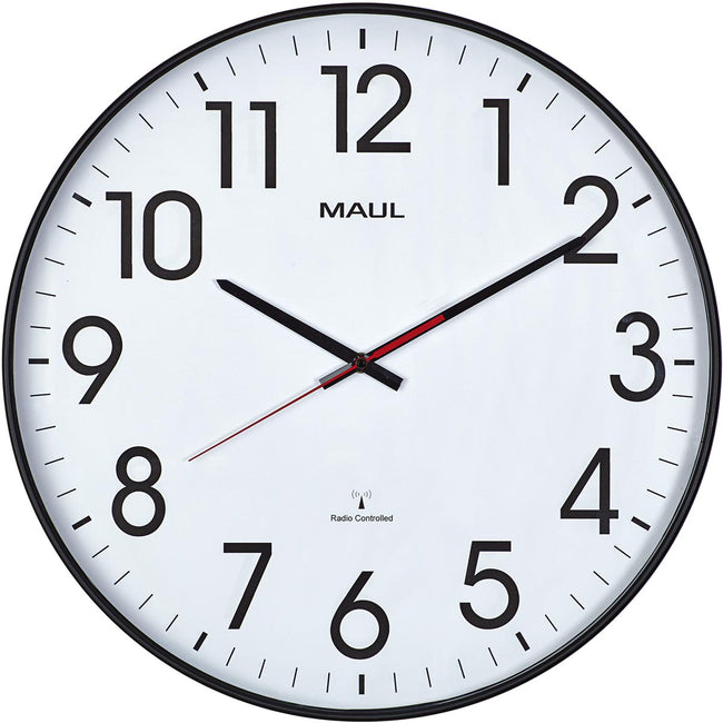 Maul - Wanduhr Climb RC Ø47x5,5cm schwarzer Kunststoffrahmen inkl. Batterie