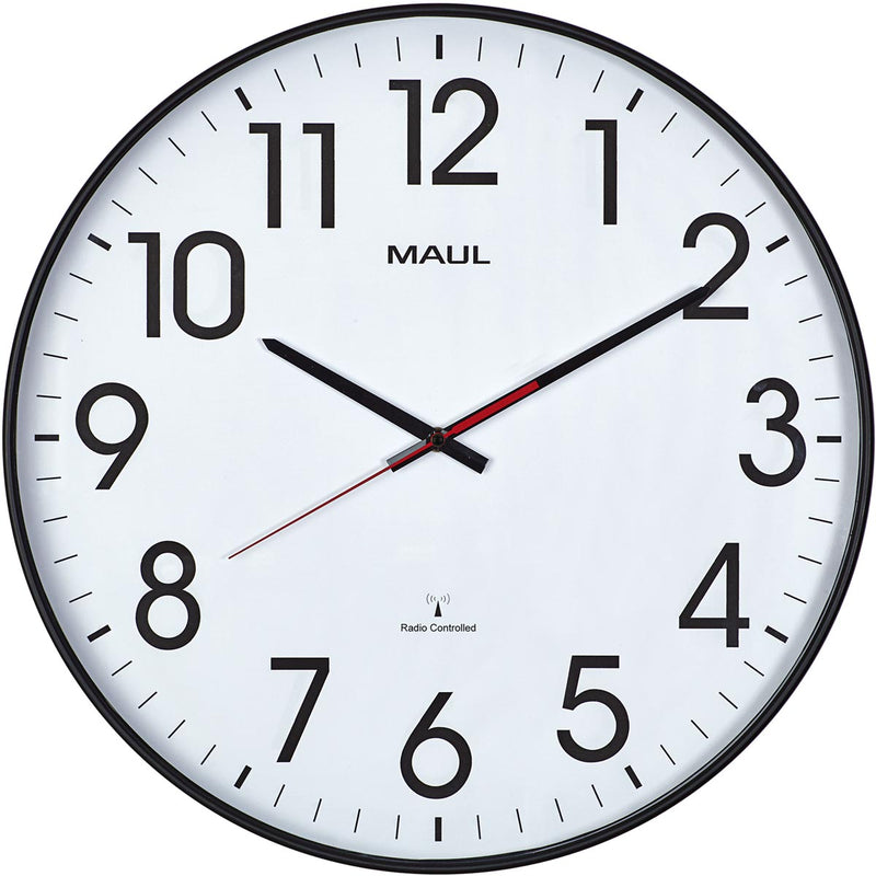 Maul - Wanduhr Climb RC Ø47x5,5cm schwarzer Kunststoffrahmen inkl. Batterie