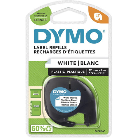 Dymo - Labele LetraTag Kunststoff 12 mm schwarz auf weiß