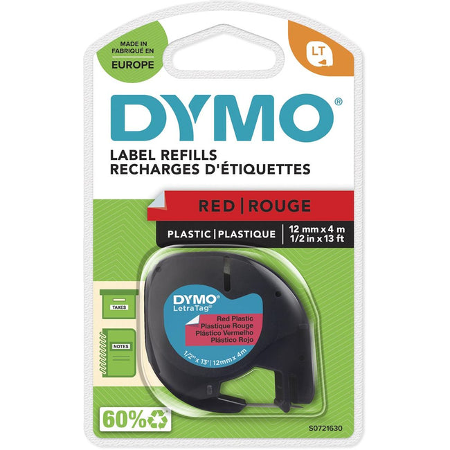 Dymo - Labele LetraTag Kunststoff 12 mm schwarz auf rot