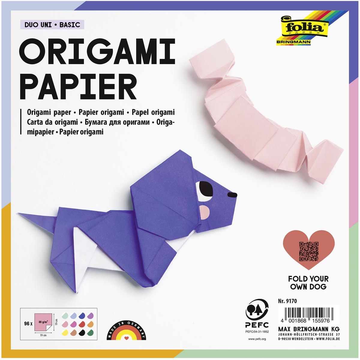 Folia -   vouwpapier, ft 19 x 19 cm, pak van 96 vel