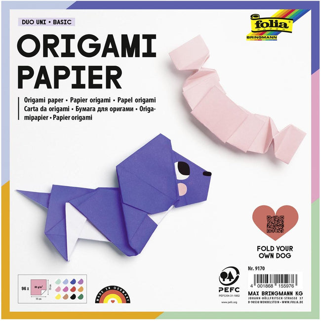 Folia -   vouwpapier, ft 19 x 19 cm, pak van 96 vel
