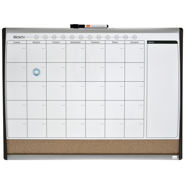 Nobo – Magnetischer Whiteboard-Planer mit Kork-Pinnwand 58,5 x 43 cm | 6 Stück