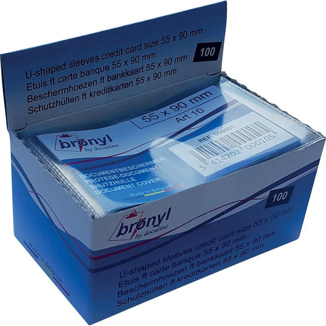 Bronyl – U-Faltblatt aus transparentem PVC mit 140 Mikron, für Kreditkarten, Display mit 100 Stück
