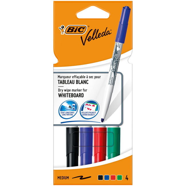 Velleda - Whiteboardmarker 1744 rund mittel sortiert 4 Stück