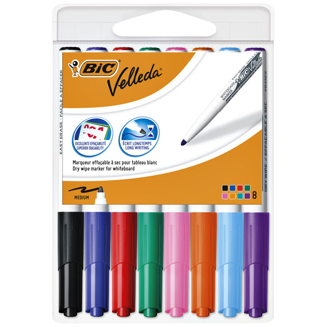 Velleda - Whiteboard-Marker 1748, rund, mittel, sortiert, Blister mit 8 Stück
