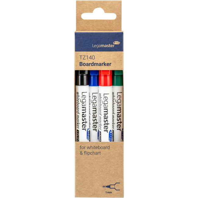 Legamaster – Whiteboard-Marker TZ 140 rund 1 mm, sortiert, Blister mit 4 Stück
