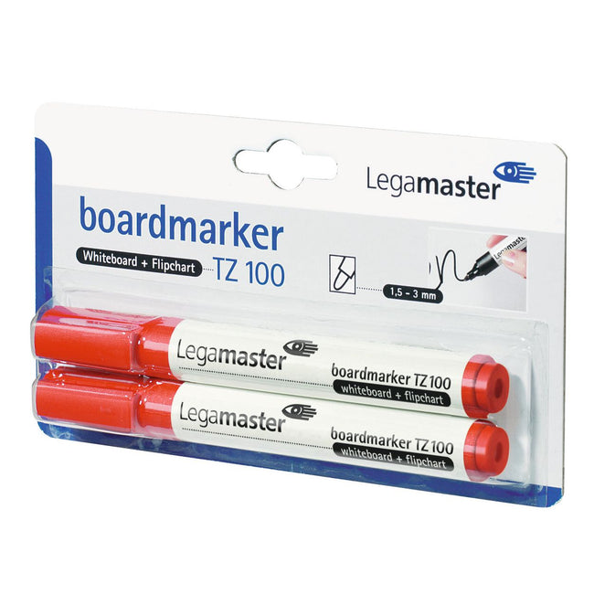 Legamaster - Whiteboardmarker TZ 100 rund 1,5-3 mm rot Blister à 2 Stück