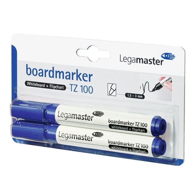 Legamaster - Whiteboardmarker TZ 100 rund 1,5-3 mm blau Blister à 2 Stück