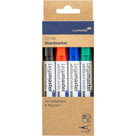 Legamaster – Whiteboard-Marker TZ 100 rund 1,5–3 mm, sortiert, Blister mit 4 Stück