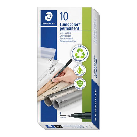 Staedtler - Filzstift Lumocolor 318 permanent F schwarz | 10 Stück