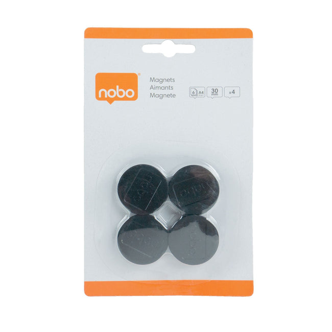 Nobo - Magnet 30mm schwarz 4 Stück