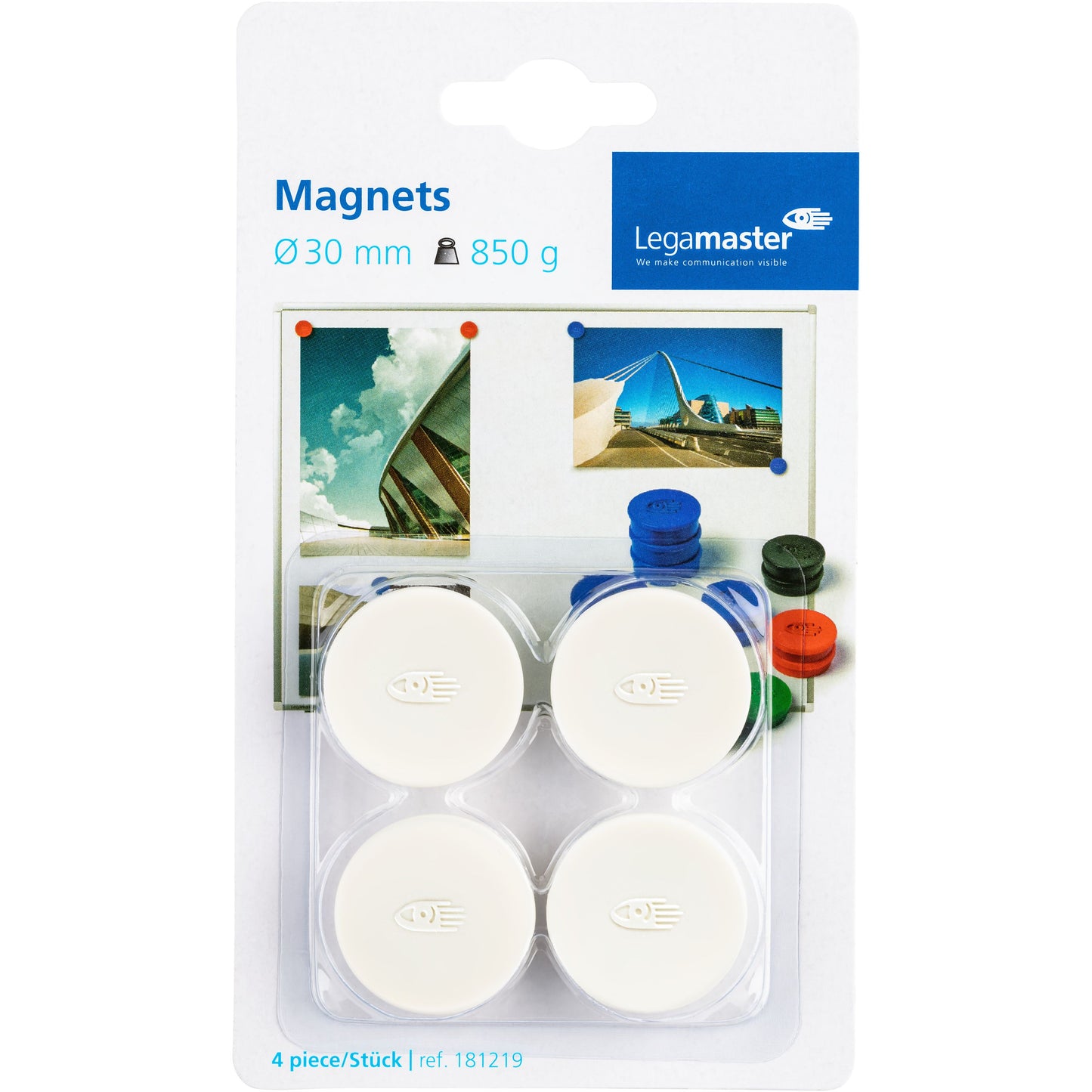 Legamaster - Magnet 30mm 850gr weiß 4 Stück