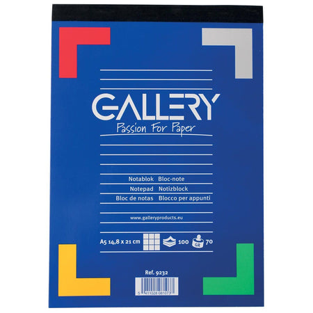 Gallery - Schreibblock, ft A5, kariert 5 mm, Block mit 100 Blatt