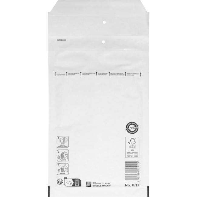 Klika - Umschlag | Luftpolsterumschlag | 220x120mm | B | Papier + PE | weiß | 200 Stück