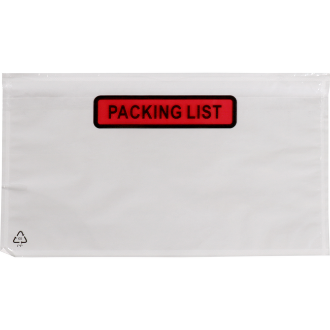 Docubags - 225x122mm 235x132mm Packliste 1000 Stück