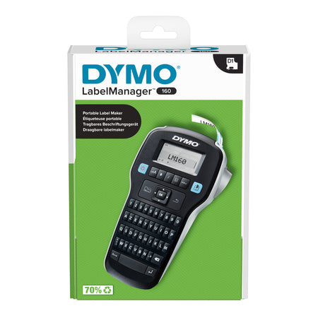 Dymo - Etikettendrucker LabelManager 160, tragbar, Azerty, 12 mm, Schwarz
