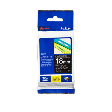 Brother - Labele P-touch TZe-345 Standard 18 mm Weiß auf Schwarz