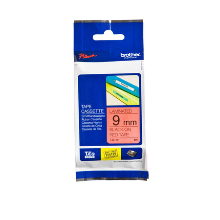 Brother - Labele P-touch TZe-421 Standard 9mm Schwarz auf Rot