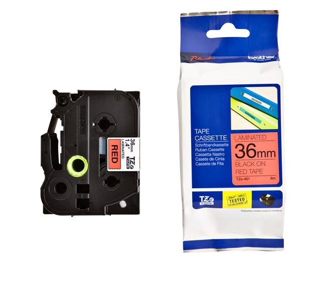 Etikett Band Bruder P-Touch Tze-461 36mm schwarz auf rot