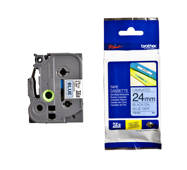 Etikett Band Bruder P-Touch Tze-551 24mm schwarz auf blau