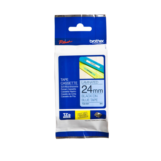Brother - Labele P-touch TZe-551 Standard 24 mm Schwarz auf Blau
