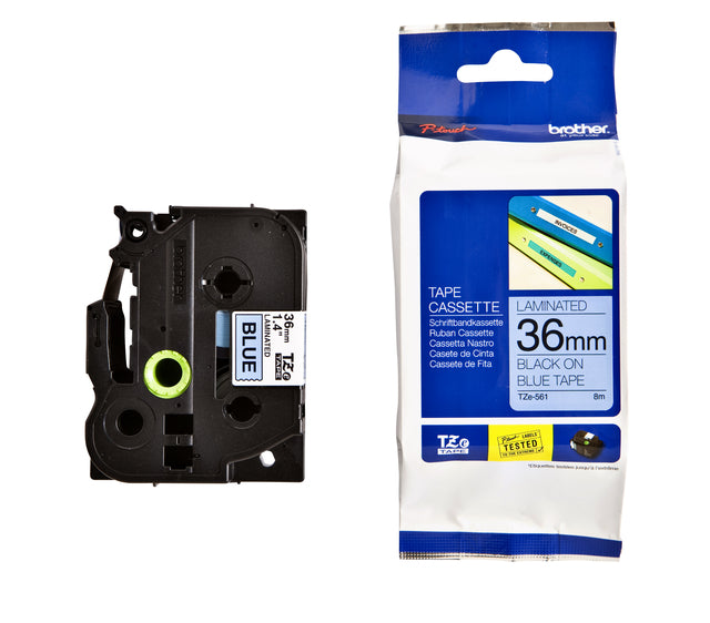 Etikett Tape Bruder P-Touch Tze-561 36mm schwarz auf blau