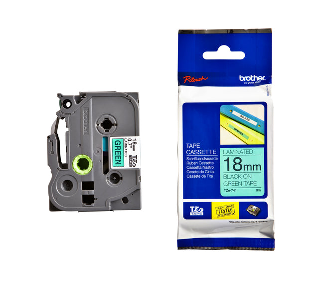 Etikett Band Bruder P-Touch Tze-741 18mm schwarz bis grün