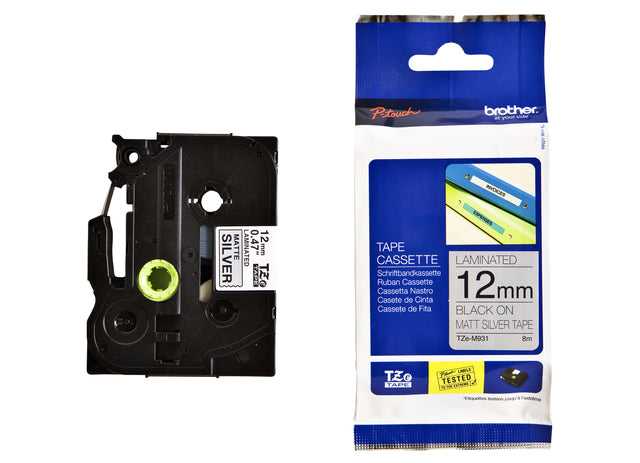 Etikett Band Bruder P-Touch Tze-M931 12mm schwarz auf Metalic