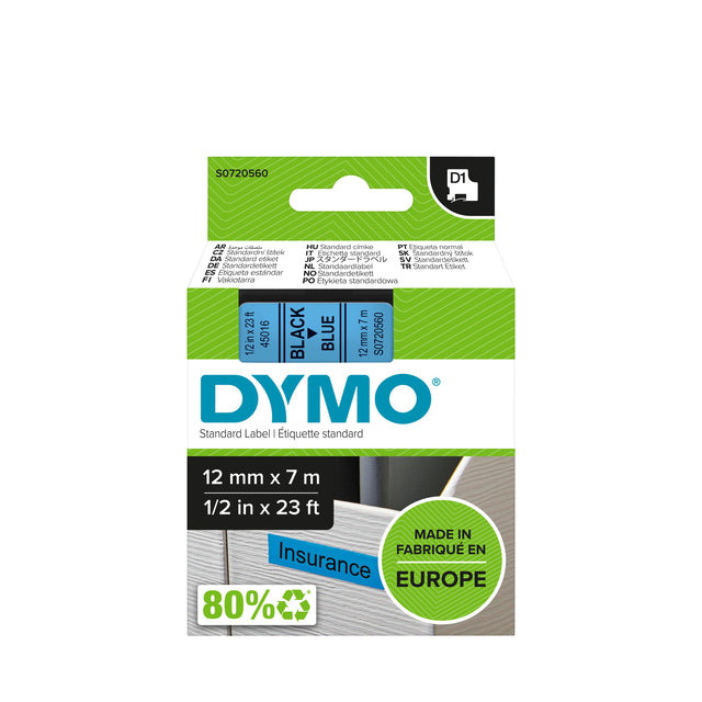 DYMO - Etikett Dymo Label Manager D1 Polyester 12mm BL | 1 Stück | 5 Stücke