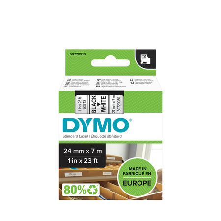 Dymo - Labele LabelManager D1 Polyester 24 mm schwarz auf weiß | 5 Stück