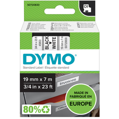 Dymo - Labele LabelManager D1 Polyester 19mmx7m schwarz auf weiß | 5 Stück