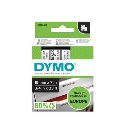Dymo - Labele LabelManager D1 Polyester 19 mm schwarz auf transparent | 5 Stück