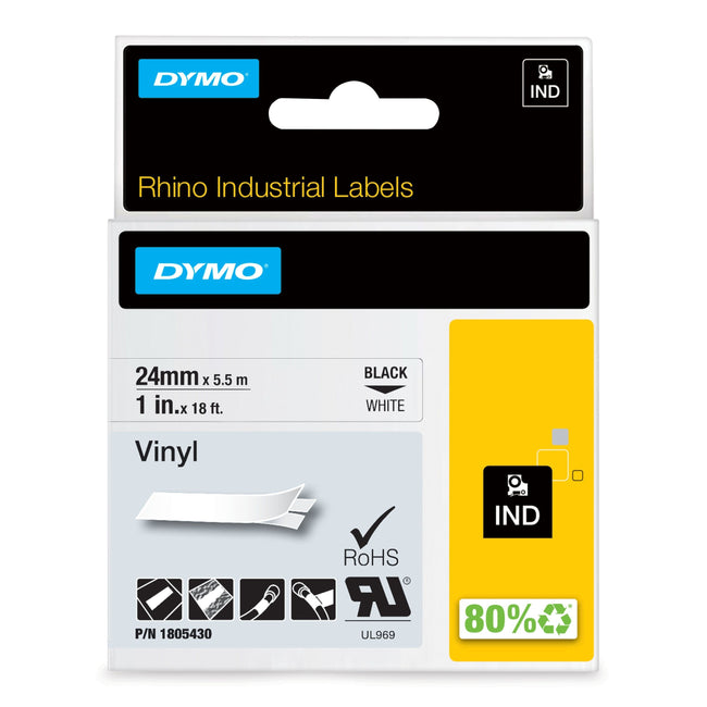Dymo – Labele Rhino Industrial Vinyl 24 mm weiß