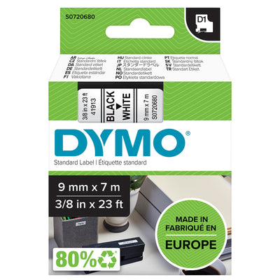 Dymo - Labele LabelManager D1 Polyester 9 mm schwarz auf weiß | 5 Stück