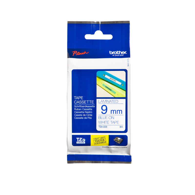 Brother - Labele P-touch TZe-223 Standard 9mm Blau auf Weiß