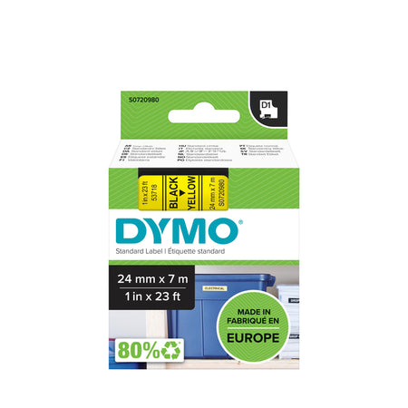 Dymo - Labele LabelManager D1 Polyester 24 mm schwarz auf gelb | 5 Stück