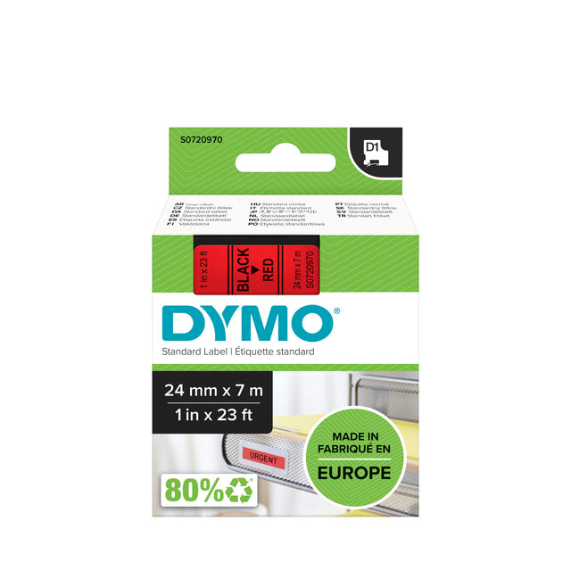 Dymo - Labele LabelManager D1 Polyester 24 mm schwarz auf rot