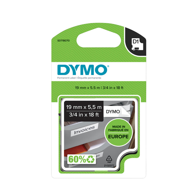 Dymo - Labele LabelManager D1 Polyester 19 mm x 5,5 m schwarz auf weiß