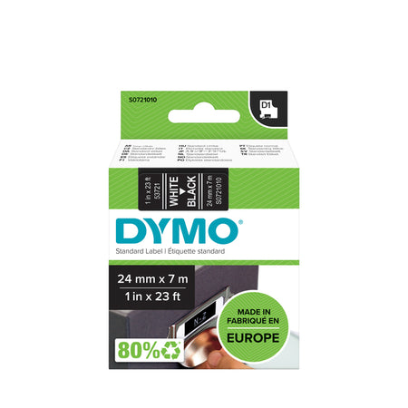 Dymo - Labele LabelManager D1 Polyester 24 mm weiß auf schwarz