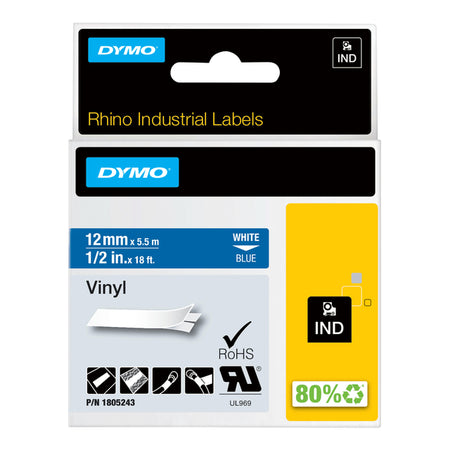 Dymo – Labele Rhino Industrial Vinyl 12 mm blau