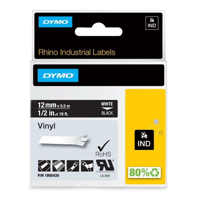 Dymo – Labele Rhino Industrial Vinyl 12 mm schwarz