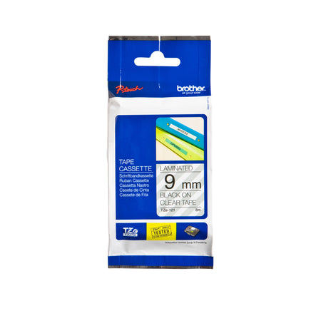 Brother - Labele P-touch TZe-121 Standard 9 mm Schwarz auf Transparent