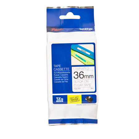 Brother - Labele P-touch TZe-161 Standard 36 mm Schwarz auf Transparent